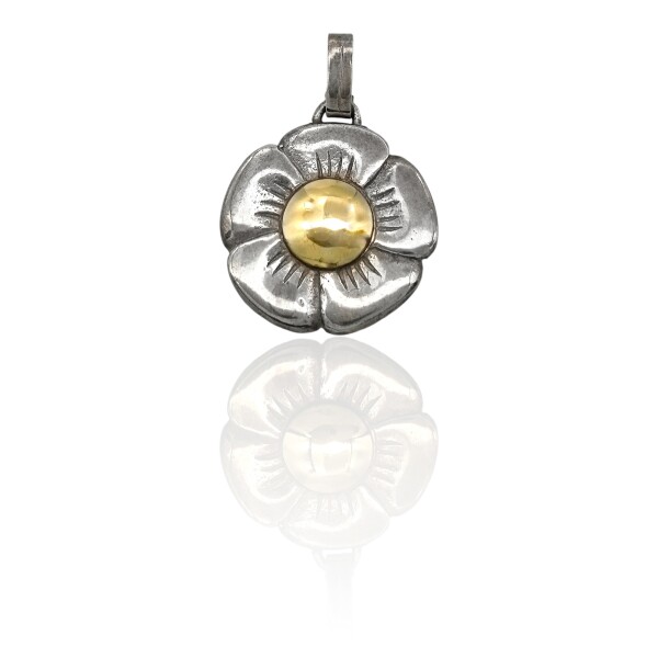 Dije Flor -Plata 925 y Oro-Sin Piedra-CP5482 sinpiedra