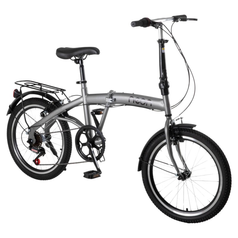 Bicicleta Plegable Rodado 20 Shimano Parrilla Gris