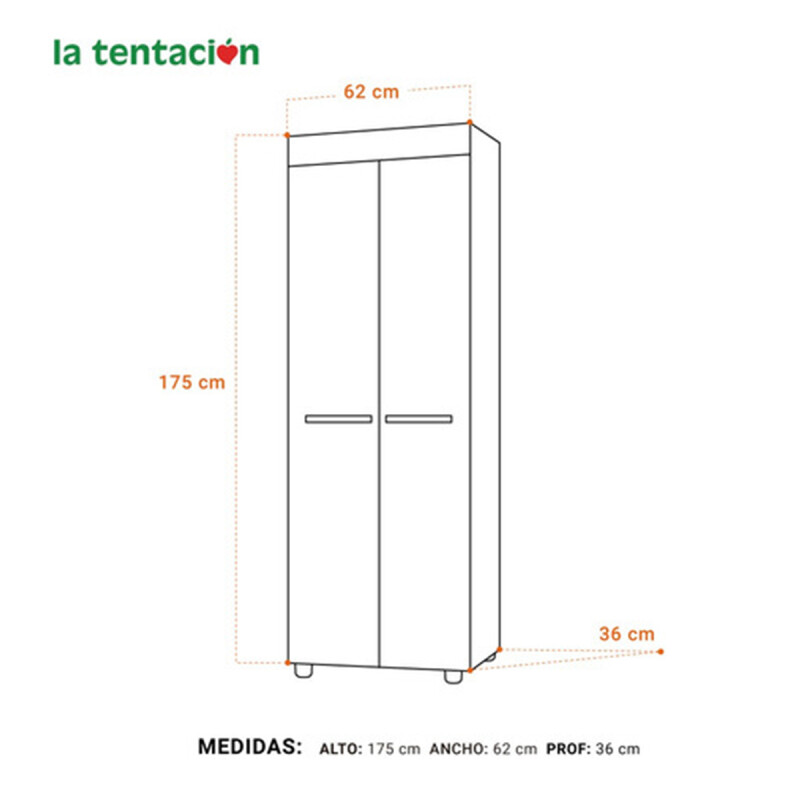 Armario Ropero Multiuso 2 Puertas Biblioteca - La Tentación Color Blanco Armario Ropero Multiuso 2 Puertas Biblioteca - La Tentación Color Blanco