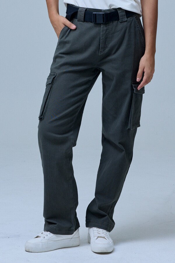 Pantalon Cargo Cinto OLIVA