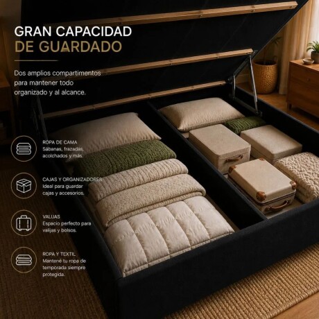 Box Baúl Sommier 2 Plazas HAMPTONS Smartbox Negro
