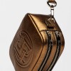 Bandolera Eterial En Cuero Graneado Metalizado Metalizado