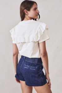 Remera Algodón Combinada Crudo