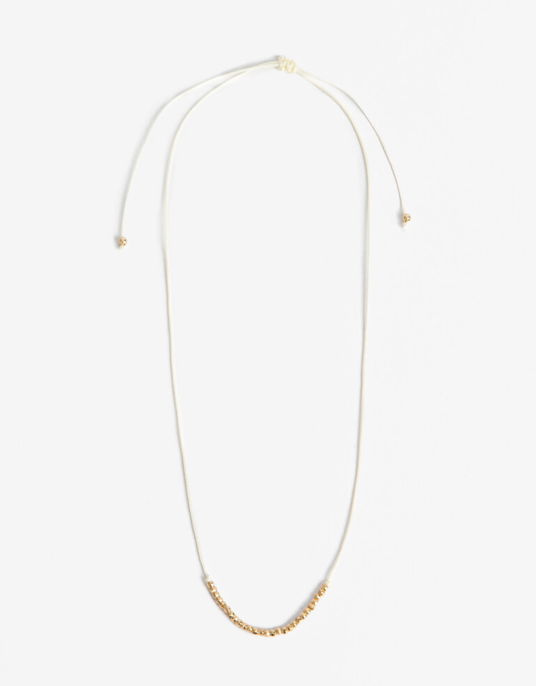 Collares Cortos Cordón Collar Corto Cordón Y Beads - Dorado