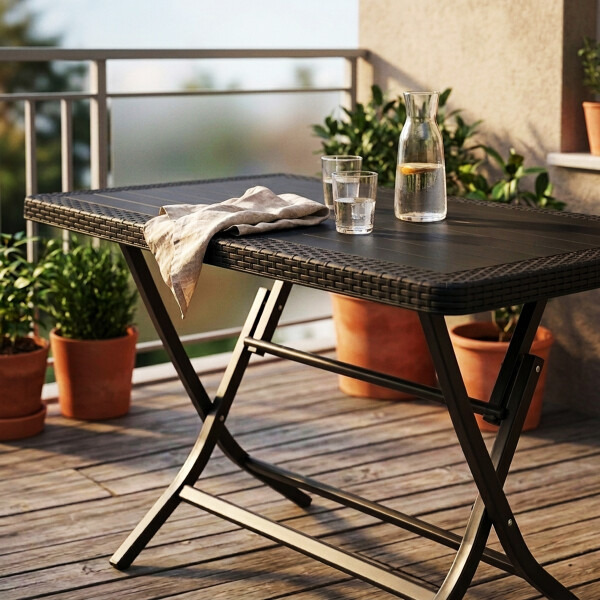 Mesa plegable de exterior Negro
