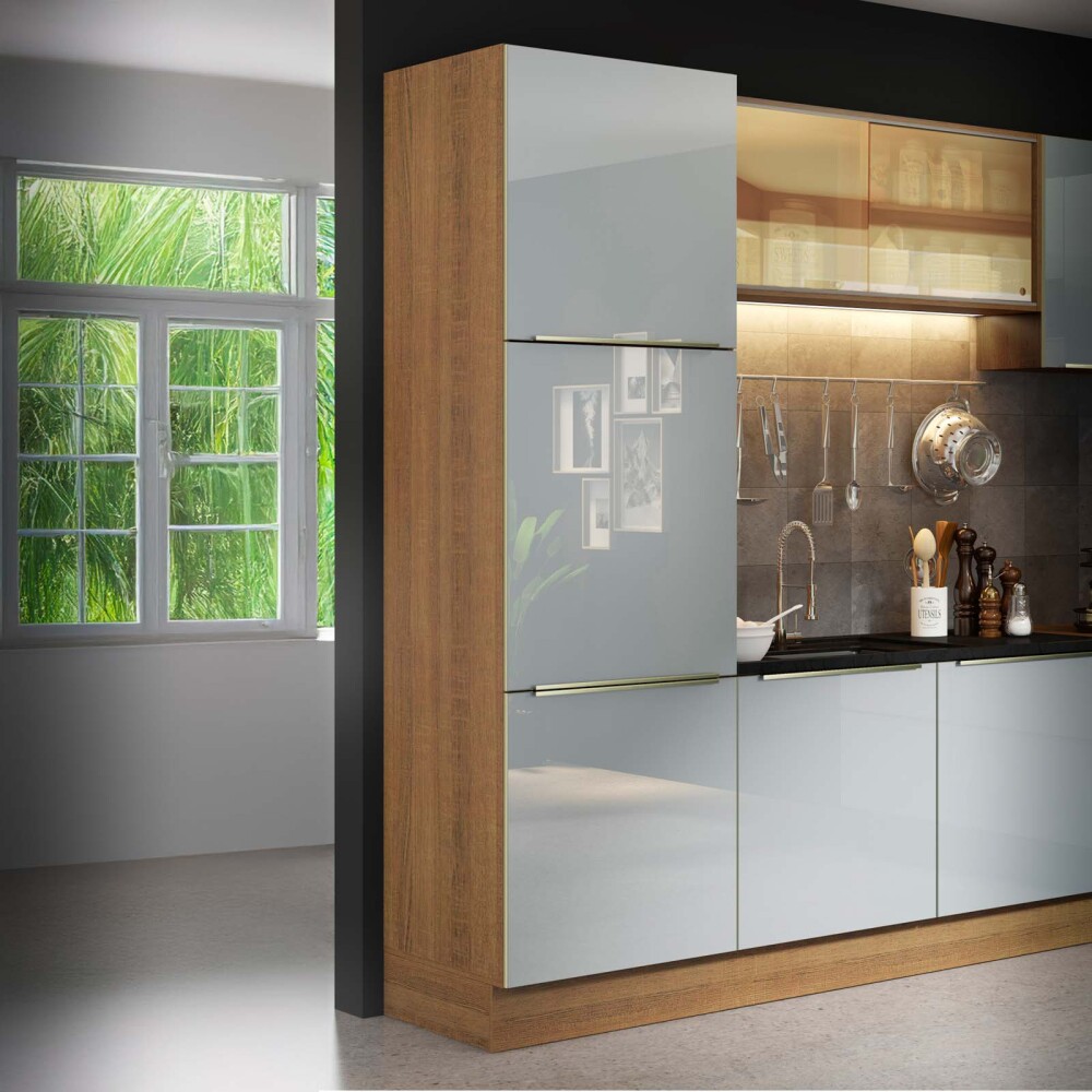 ARMARIO DE COCINA 60 CM MDP-Y-VIDRIO GRIS LUX