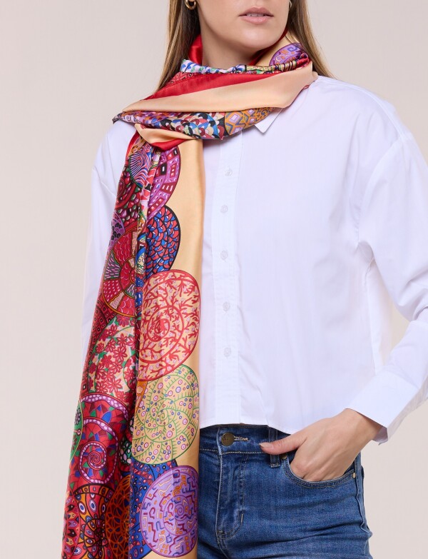 Pashmina De Satén Estampada CORAL/MULTI