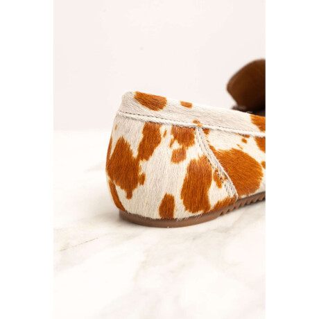 Mocasin Pelo Animal Print Vaca Camel