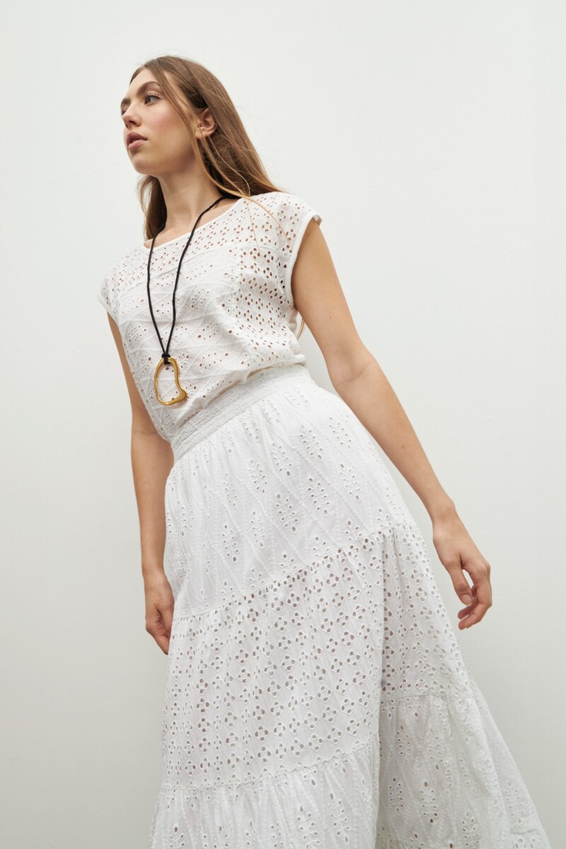 Maxi falda broderie blanco