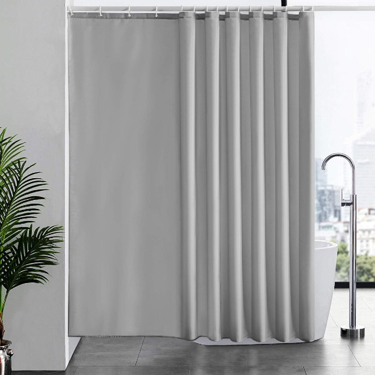Cortina de baño lisa - gris 