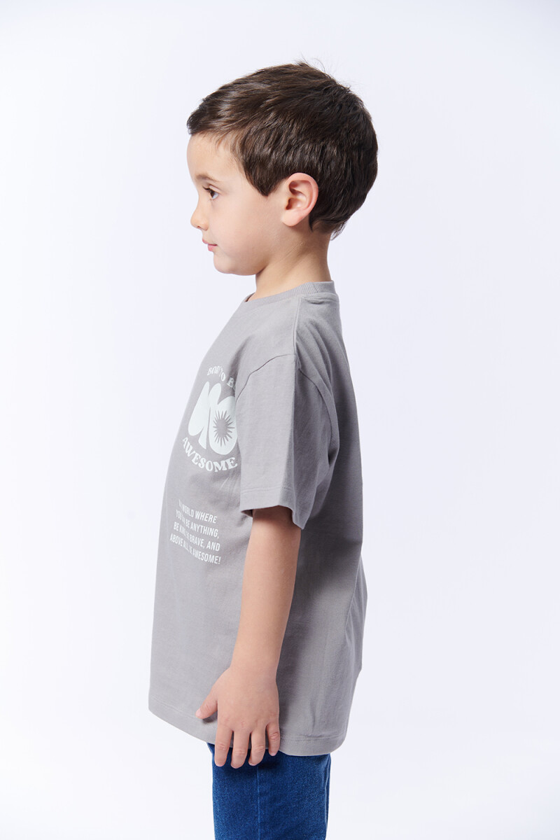 Remera Manga Corta Estampa Awesome Gris