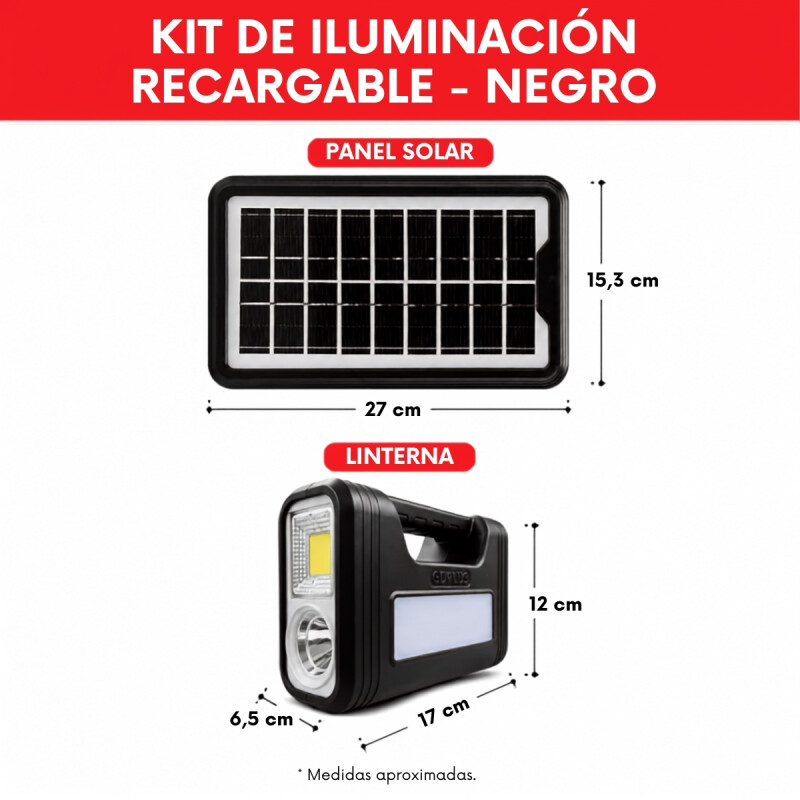 Kit de iluminacion recargable NEGRO