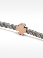 Pulsera De Acero Inoxidable Con Trébol bicolor