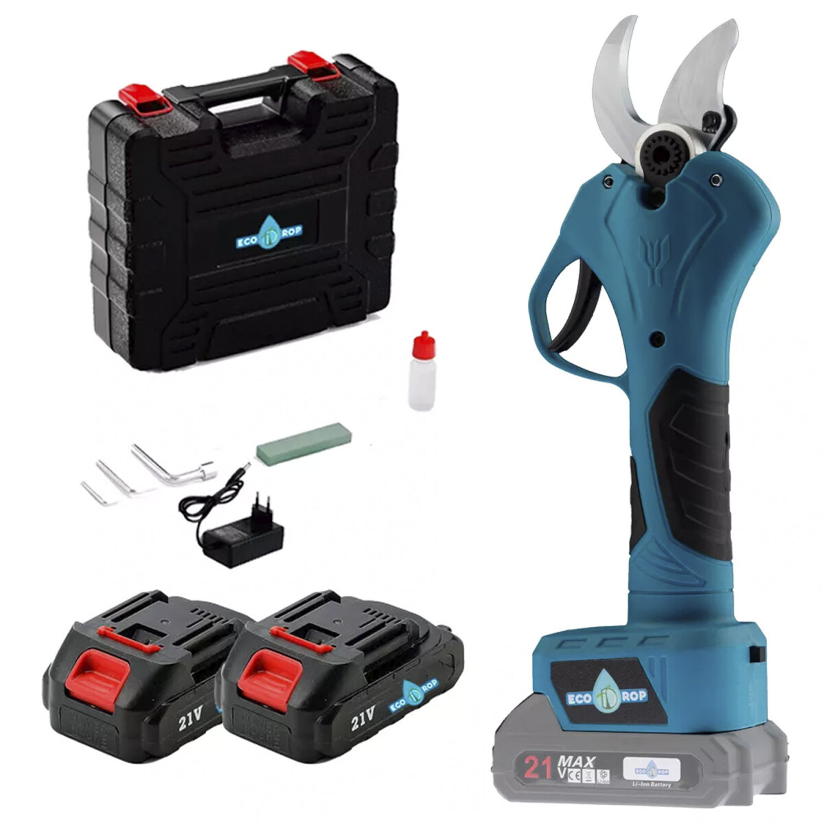 Tijera para Podar Brushless 32mm 21V EcoDrop con 2 Baterias 