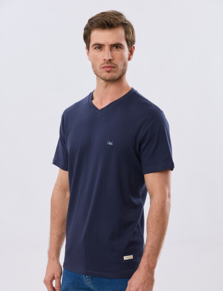 REMERA BÁSICA V DE ALGODÓN Azul