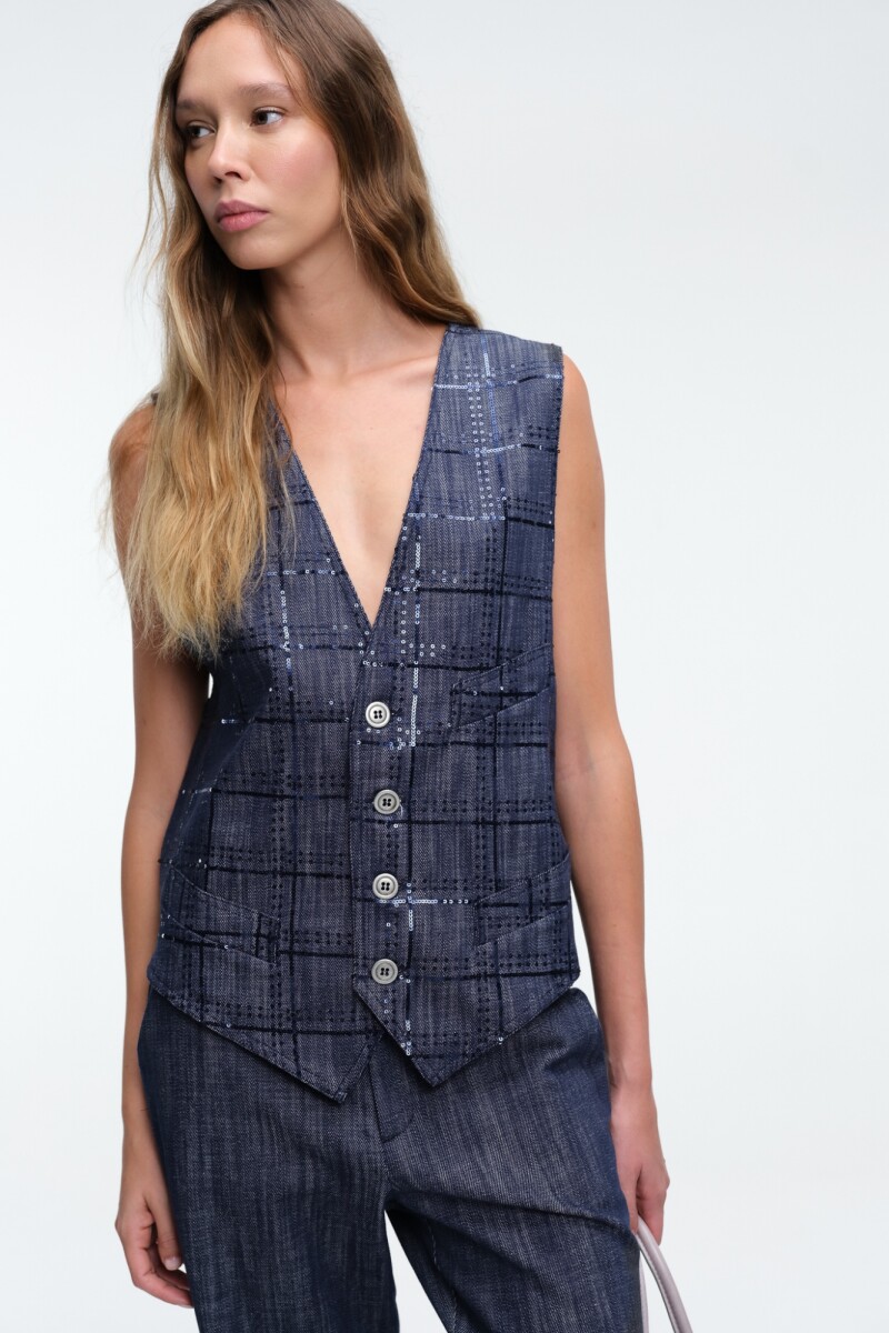 CHALECO LENTEJUELA Azul