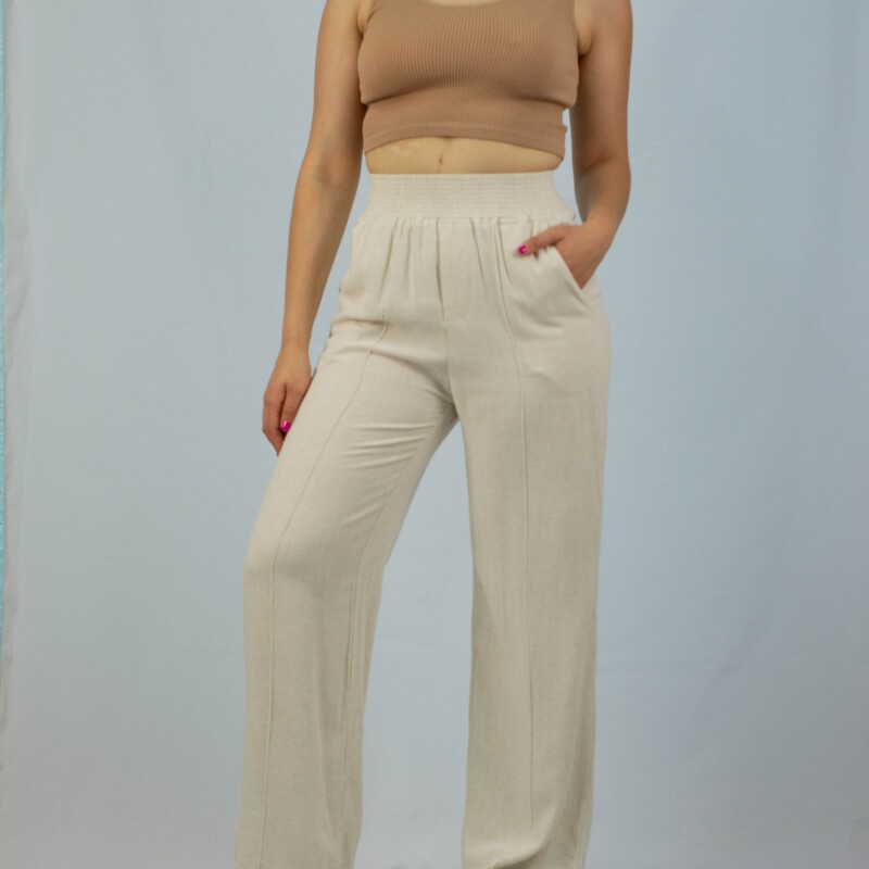 Pantalon Dama Lino Off White