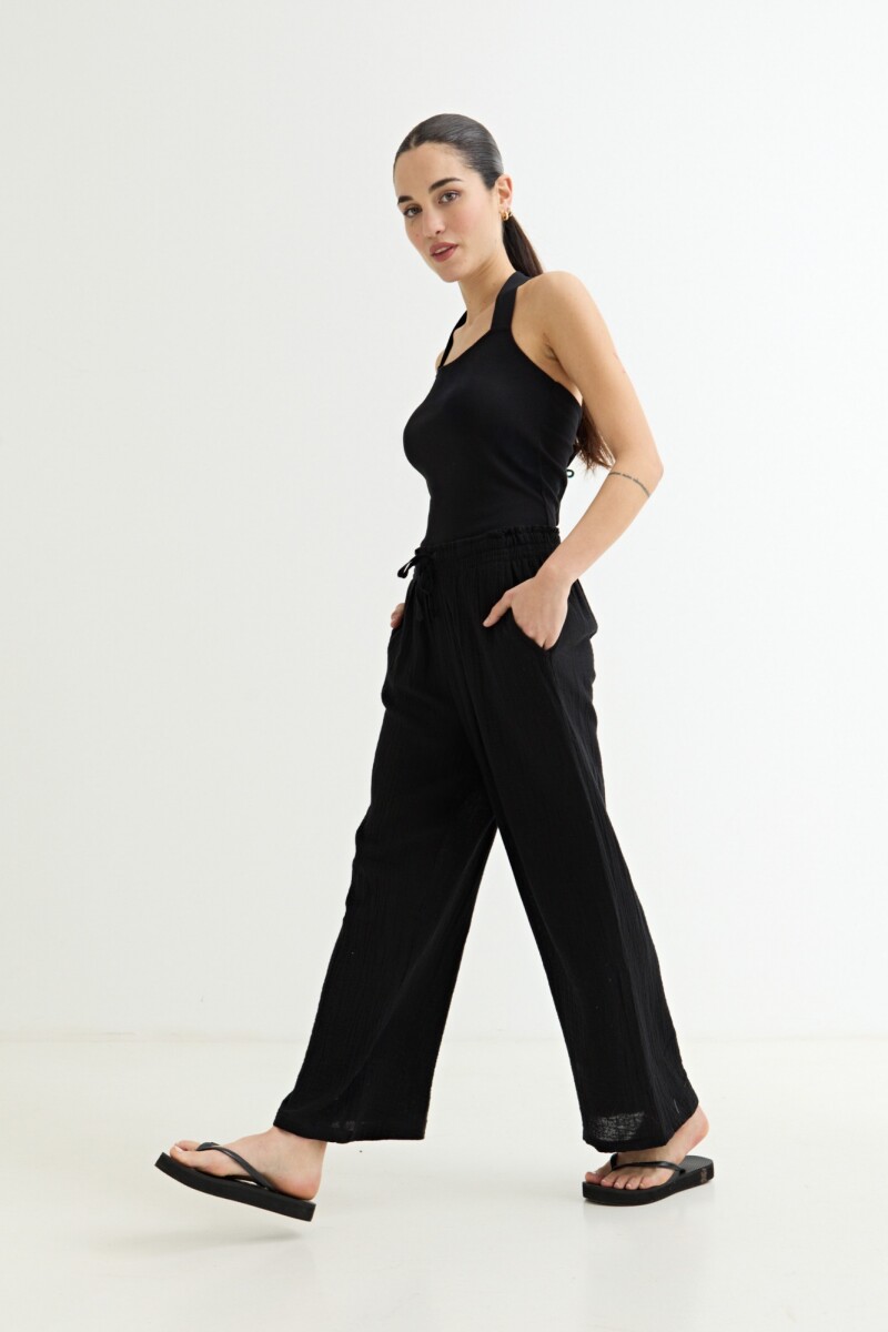 Pantalon amplio de gasa NEGRO