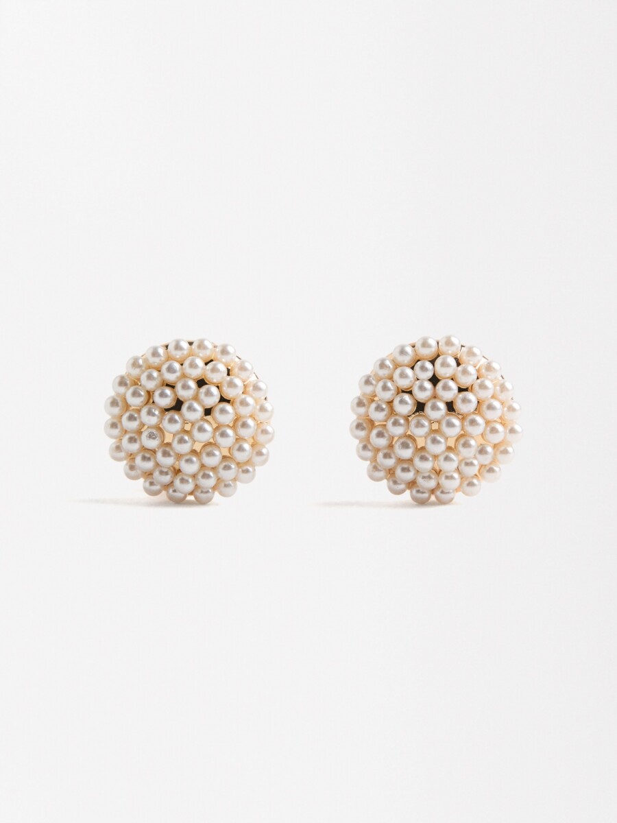 Pendientes Redondos Con Perlas dorado