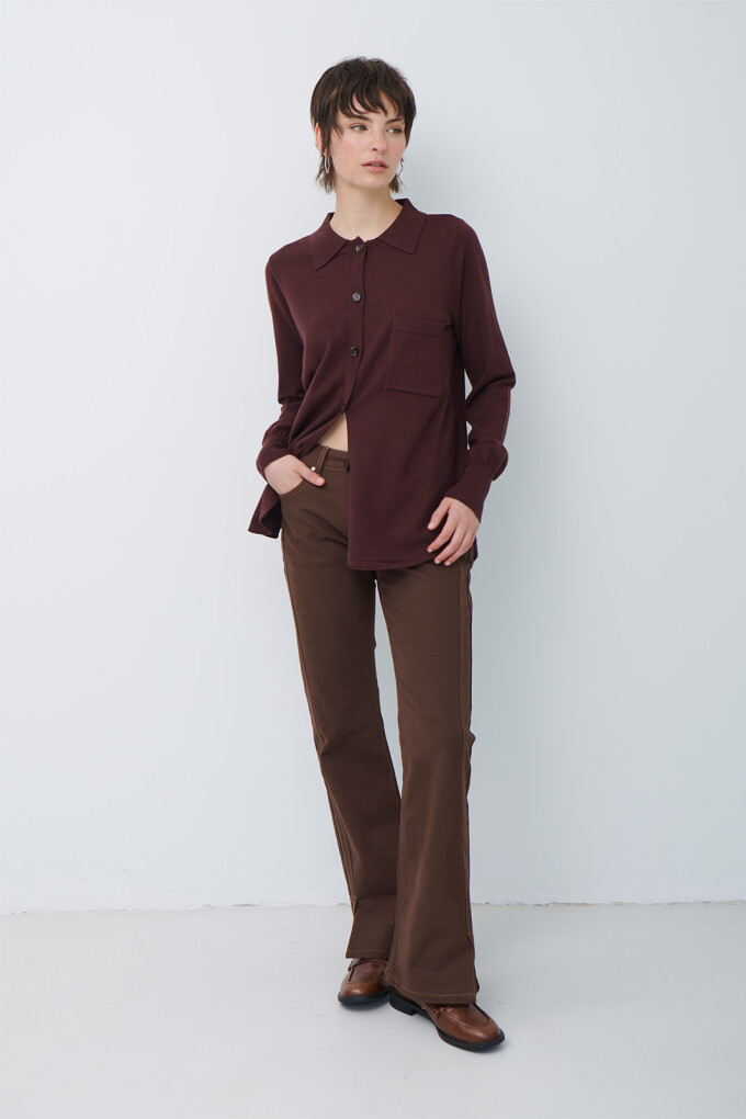 CARDIGAN LONG MARRON