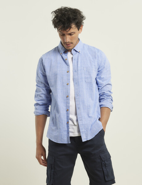 012502 CAMISA HARRINGTON LABEL Azul Melange