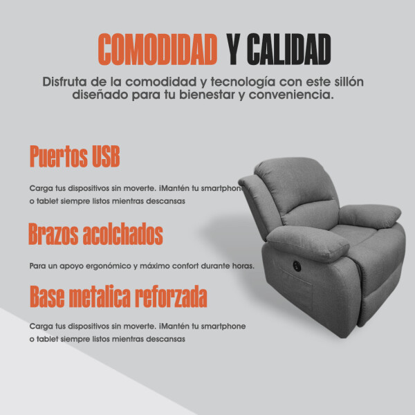 Sofá Sillón Poltrona Reclinable Masajeador Electrico Color Tela Gris Sofá Sillón Poltrona Reclinable Masajeador Electrico Color Tela Gris