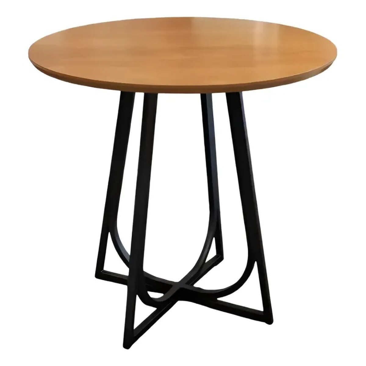 MESA COMEDOR REDONDA - TAPA MADERA CLARA - PIE EN METAL COLOR GRAFITO - 70cms 