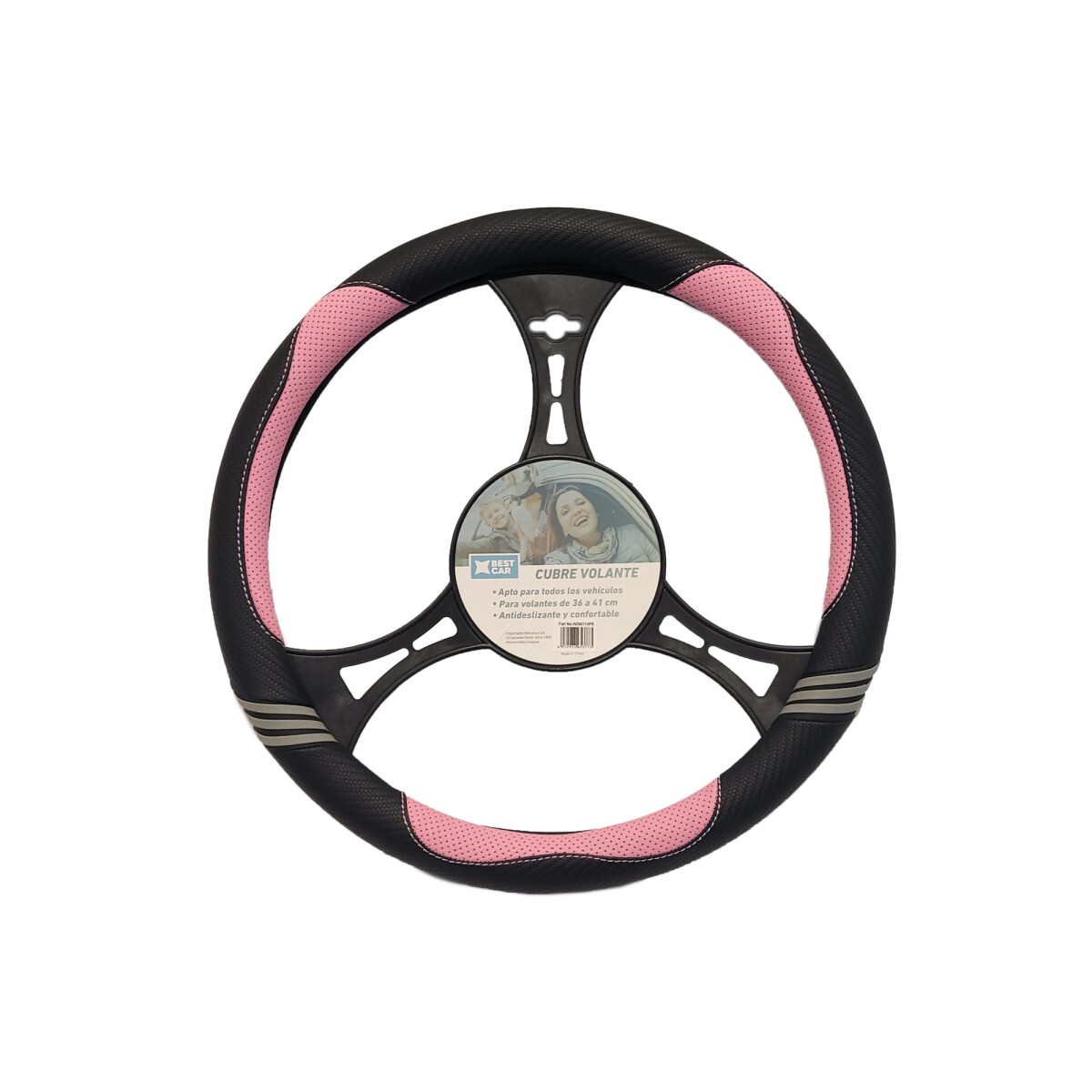 Cubre Volante Para Auto Negro Y Rosa 