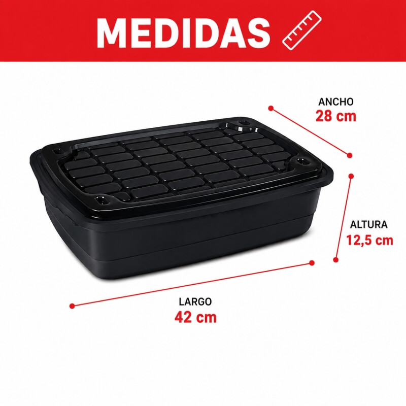 Caja organizadora baja 10 lts NEGRO