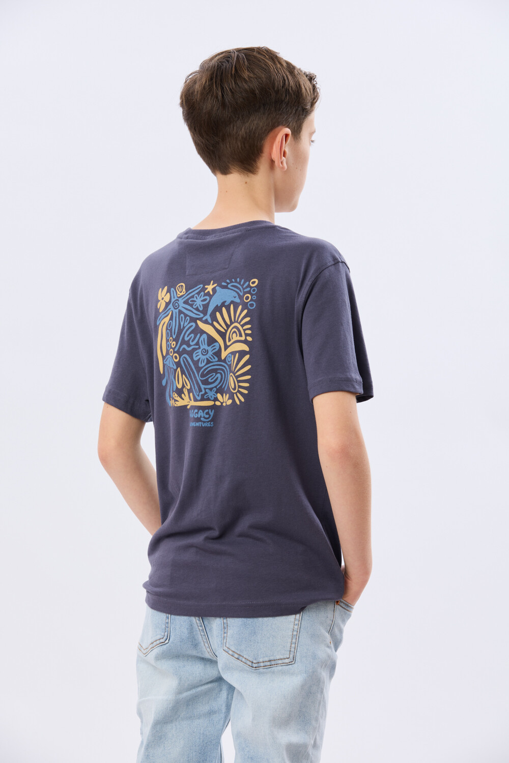 REMERA ESTAMPADA DE ALGODÓN Azul