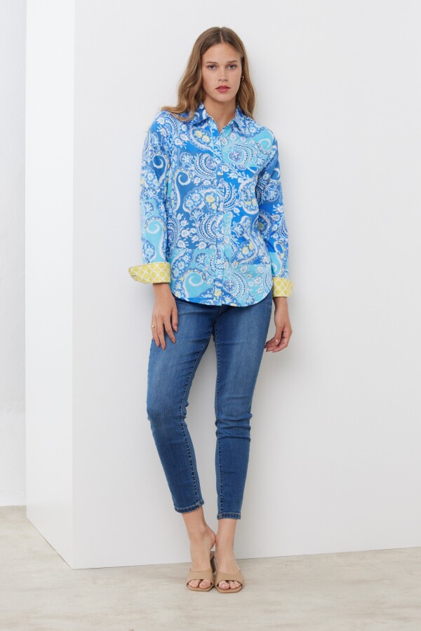 Camisa Arabescos MULTI/CELESTE