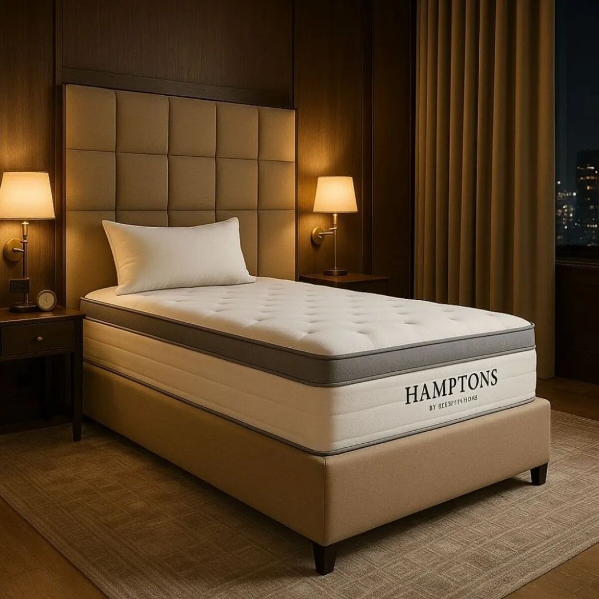 Sommier 1 Plaza Hamptons Rhodium 90X190 - Beige 