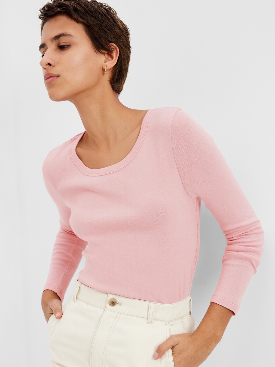 Remera Básica Cuello Redondo Mujer - Pink Standard 