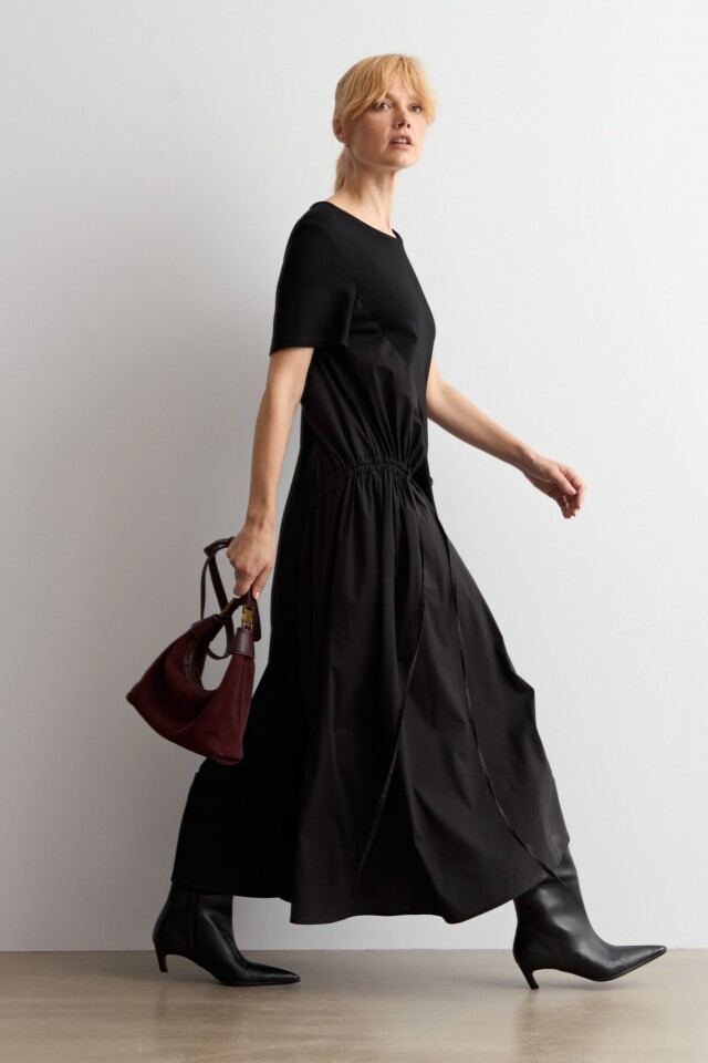 Vestido oversized combinado negro
