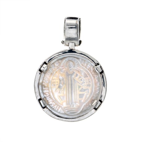 Medalla religiosa de plata 925 y double en oro 18 ktes, SAN BENITO. Medalla religiosa de plata 925 y double en oro 18 ktes, SAN BENITO.