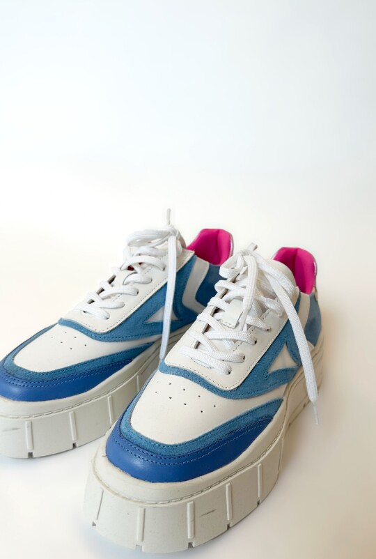 Sneakers Row Crudo Celeste Rosa