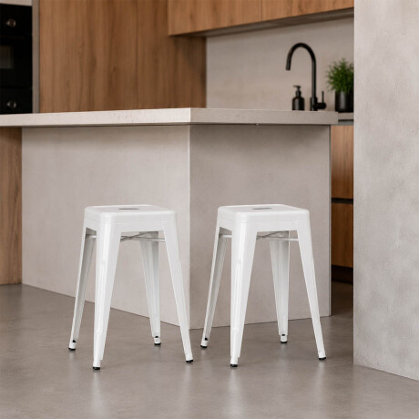 Banco Taburete Metálico Tolix Calidad Cocina Jardín Blanco