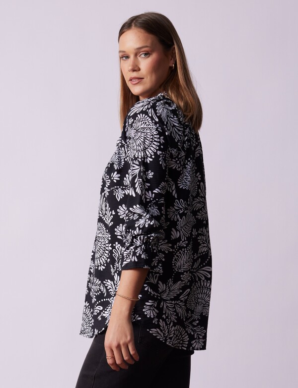Blusa Botones Print NEGRO/BLANCO