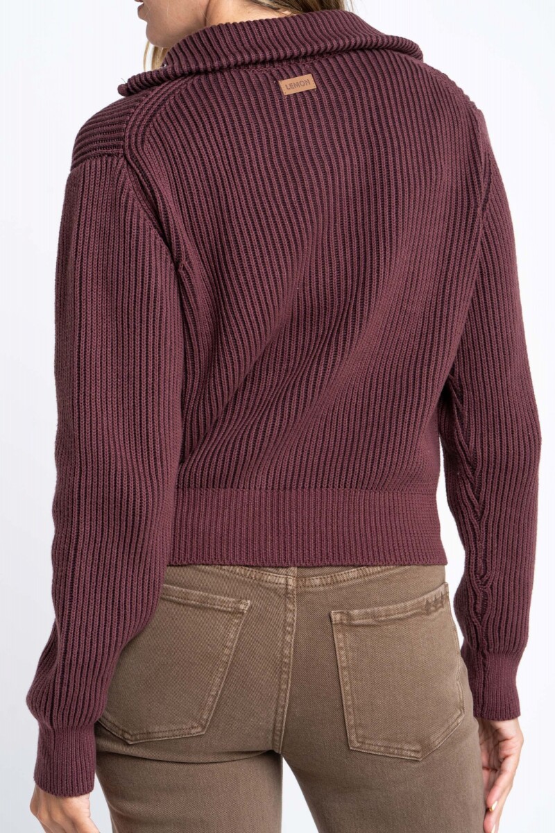 Campera Tejida Algodon Burdeos