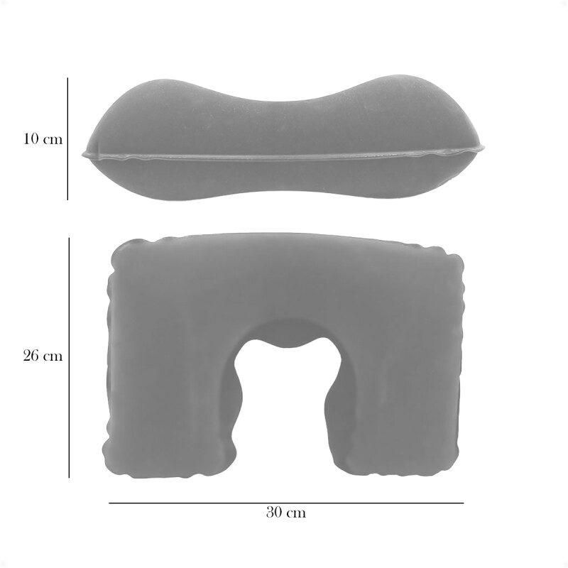 Almohada De Viaje Inflable Apoya Cabeza Auto Ãmnibus AviÃ³n Gris