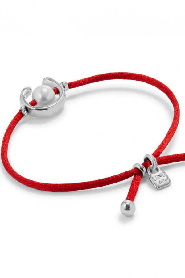 PULSERA DE HILO ROJO CON PERLA SHELL FORNITURA BAÑADA EN PLATA DE LEY. Pulsera