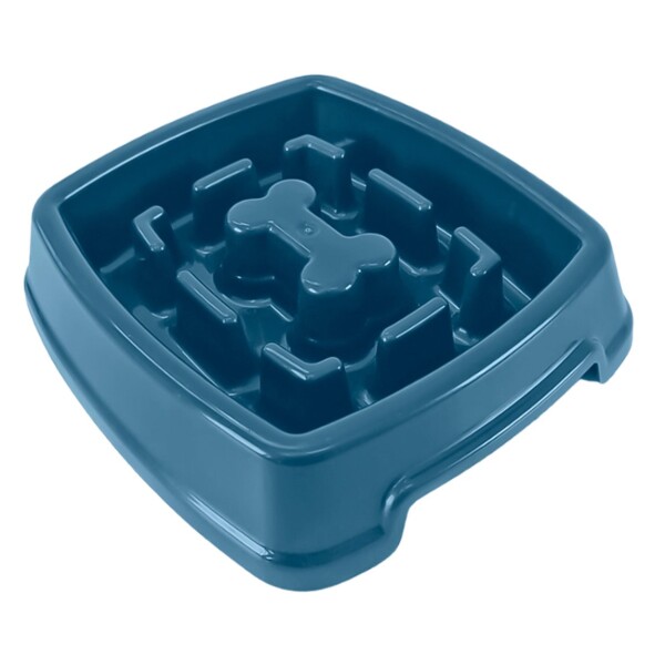 Plato Comedero Come Lento Perros Gatos Mascotas Plastico Color Variante Azul