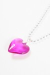 Collar bolita corazón transparente rosa