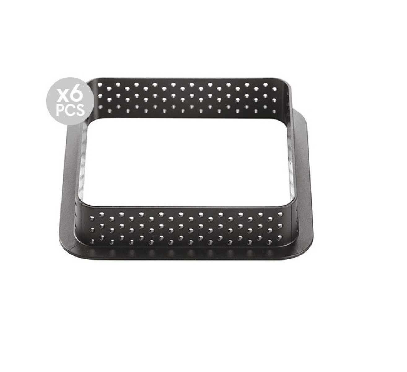 Molde para tarta microperforado cuadrado por 6 unidades 