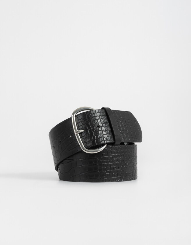 Cinturones y Fajas Boho Cinturón Efecto Croco - Negro