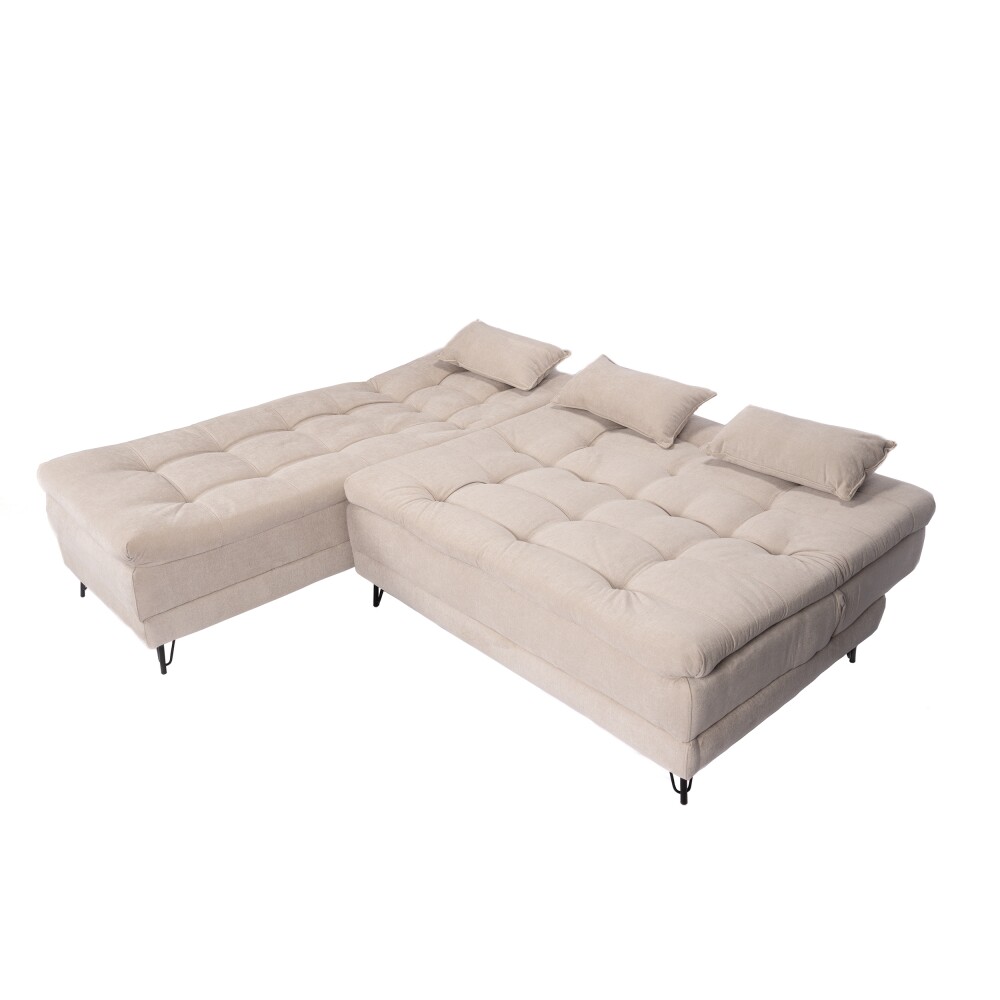 Sillón Cama con Chaise Izquierdo y derecho - Nice Beige Steel