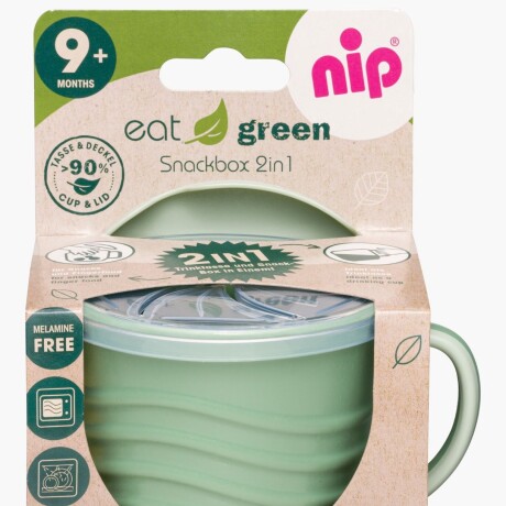 Vaso y Tapa 2 en 1 Nip Green Permite Beber y Comer 001
