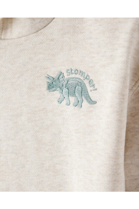 Set dos piezas de algodón, pantalón y canguro, diseño dinos. Talles 2-5T Sin color