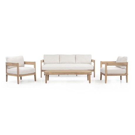SET DE LIVING MADERA-ACACIA NATURAL-BEIGE CRUZ