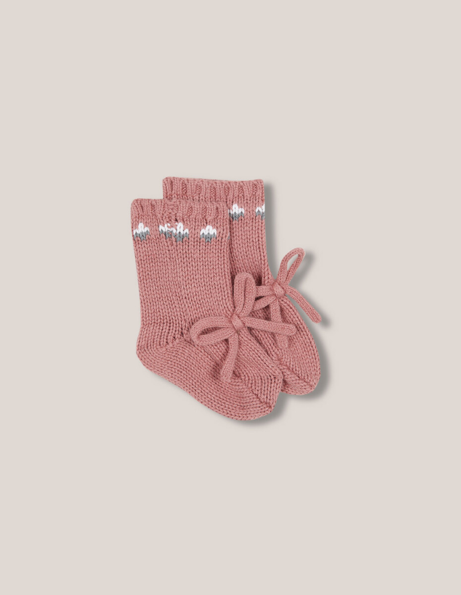 Patucos Con Jacquard - Coral Claro 